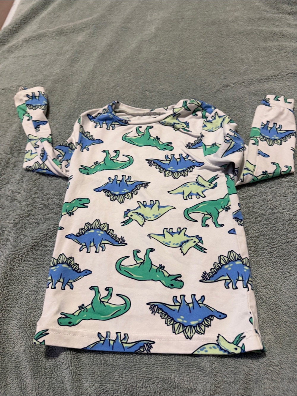 Toddler Long-Sleeve Dinosaur Pajama Top - Blue & Green